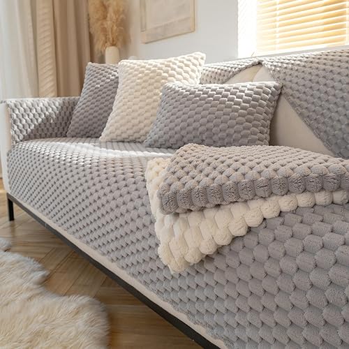 WYJHNLBEDC Sofa/Couch Überzug, Bequeme Plüsch Sofabezug für L Form/U Form/Ecksofa 3/2/1 Sitzer, Überwurfdecke, Sofaschutz Hund Kratzschutz Katze von WYJHNLBEDC