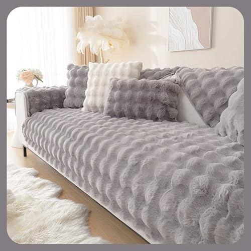 WYJHNLBEDC Sofa/Couch überzug/überwurf, Sofa überwurfdecke, Warmer Super Weicher Plush Sofabezug für Sofa L Form/U Form/Ecksofa 3/2/1 Sitzer, Sofaschutz Hund Kratzschutz Katze Grau 110x110cm von WYJHNLBEDC