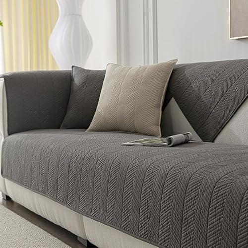 WYJHNLBEDC Sofa/Couch überzug/überwurf, Sofa überwurfdecke Baumwolle Sofabezug L Form/U Form/Ecksofa 3/2/1 Sitzer, Sofaschutz Hund Kratzschutz Katze Dunkelgrau von WYJHNLBEDC