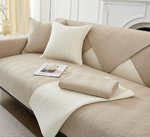 WYJHNLBEDC Sofa/Couch überzug/überwurf, Sofa überwurfdecke Baumwolle Sofabezug L Form/U Form/Ecksofa 3/2/1 Sitzer, Sofaschutz Hund Kratzschutz Katze Khaki von WYJHNLBEDC