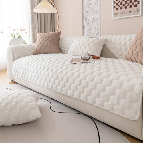 WYJHNLBEDC Sofa/Couch überzug L Form/U Form/Ecksofa 3/2/1 Sitzer, Warmer Super Weicher Plush Sofa überwurfdecke, Sofaschutz Hund Kratzschutz Katze Weiß 45x45cm Kissenbezug mit füllung von WYJHNLBEDC