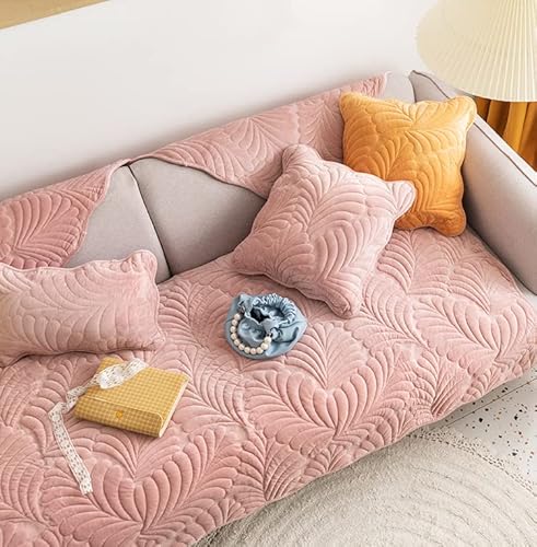 WYJHNLBEDC Sofa überwurfdecke, Sofaschutz Hund/Katze, Warmer Super Weicher Kurzer Plush Fleecedecke Sofa/Couch überzug/Sofabezug 1 2 3 Sitzer L Form U Form Ecksofa(90x120cm), Rosa von WYJHNLBEDC