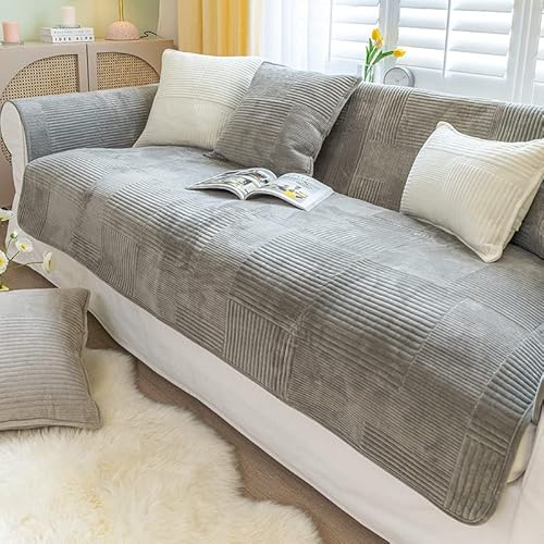 WYJHNLBEDC Sofa überwurfdecke, Sofaschutz Hund/Katze, Warmer Super Weicher Kurzer Plush Fleecedecke Sofa/Couch überzug/Sofabezug 1 2 3 Sitzer L Form U Form Ecksofa 110x110cm von WYJHNLBEDC