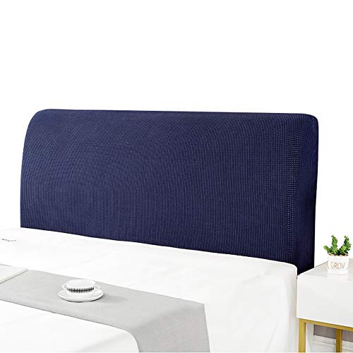 cover Bett Kopfteil Hussen/Bezug, Bettkopfteil Hussen Boxspringbezug Stepp Einfarbig Staubhülle Kopfbedeckungen Elastische All-Inclusive Kopfteilbezug Schlafzimmer Dekor Blau ziehen 120-140cm von WYJHNLBEDC