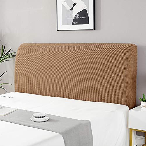 cover Bett Kopfteil Hussen/Bezug, Bettkopfteil Hussen Boxspringbezug Stepp Einfarbig Staubhülle Kopfbedeckungen Elastische All-Inclusive Kopfteilbezug Schlafzimmer Dekor Kaffee 120-140cm von WYJHNLBEDC