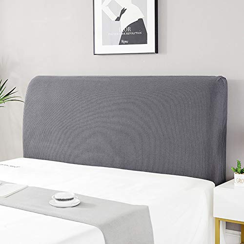 cover Bett Kopfteil Hussen/Bezug, Bettkopfteil Hussen Boxspringbezug Stepp Einfarbig Staubhülle Kopfbedeckungen Elastische All-Inclusive Kopfteilbezug Schlafzimmer Dekor Metallgrau 180-200cm von WYJHNLBEDC