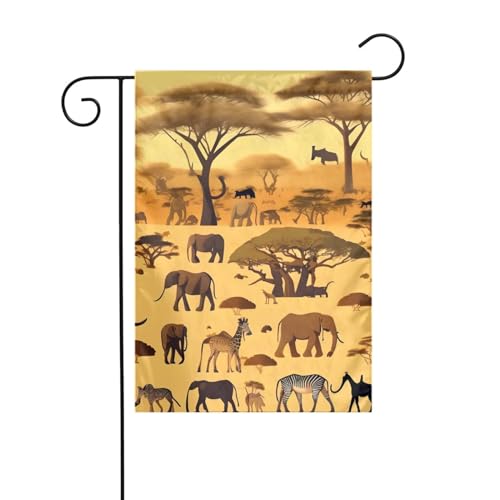 Afrikanische Graslandtiere, Gartenflagge, Frühling, Sommer, Gartenflagge – vertikal, doppelseitig, dekoratives Terrassenschild, Outdoor-Dekoration, 31,8 x 45,7 cm, Willkommensflagge für den von WYJLTTYT
