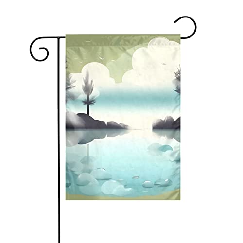 Gartenflagge für ruhige Seen, Frühling, Sommer, vertikal, doppelseitig, dekoratives Terrassenschild, Outdoor-Dekoration, 31,8 x 45,7 cm, Willkommensflagge für den Außenbereich von WYJLTTYT