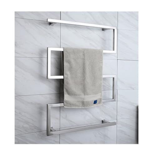 Energie Sparen Handtuchheizkörper Elektrisch,Edelstahl Elektrischer Handtuchtrockner,Handtuchwärmer Mit Thermostat,Silber,Plug in von WYJRO