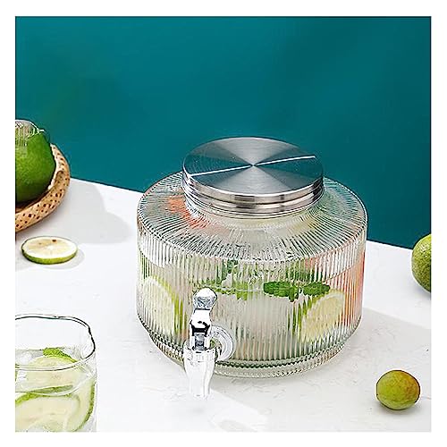 WYJRO Getränkespender,Glaskaraffe,Getränkespender Aus Glas Mit Zapfhahn Aus Edelstahl Getränkekrug Mit Cover Für Outdoor-Picknick-BBQ-Partys-ABS-Wasserhahn,Silver abs Faucet,2.5L von WYJRO