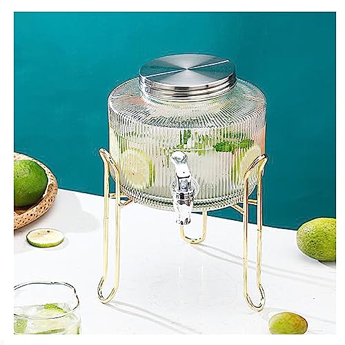 Getränkespender,Glaskaraffe,Glaskrug Mit Zapfhahn Aus ABS Und Basis Aus,Wasserspender Saftspender Limonadenspender Glasbehälter Für Getränke,Silver faucet+shelf,2.5L von WYJRO
