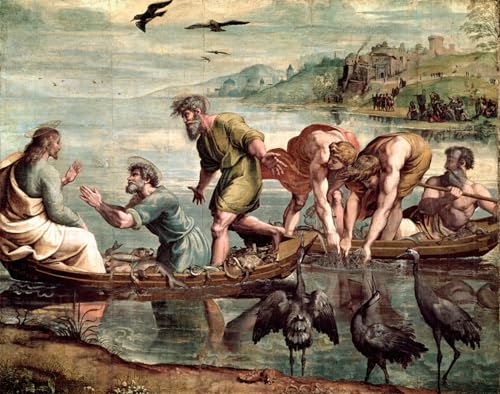 WYKUJMYTO Bekannt Leinwand Druck Wand Leinwanddruck Malerei Der Fischzug Von Raffaello Sanzio Raphael Kunstwerk Bilder für Bürodekoration 60x90cm von WYKUJMYTO