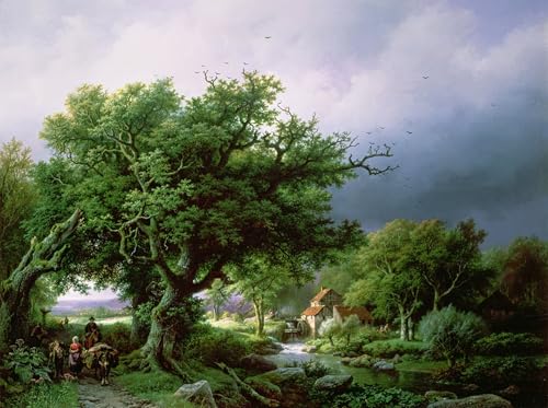 WYKUJMYTO Bekannt Leinwand Druck Wand Leinwanddruck Malerei Landschaft mit einer Mühle von barend Cornelis Koekkoek Kunstwerk Bilder für Bürodekoration 60x90cm von WYKUJMYTO