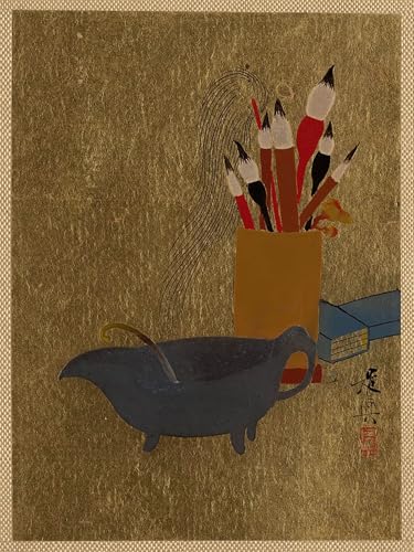 WYKUJMYTO Bekannt Wandkunst Auf Leinwand Moderne Kunst Wandbild Wasserkocher und Box mit Pinseln von Shibata Zeshin Leinwanddruck Malerei für Wanddekoration 60x90cm WYKUJMYTO Bekannt Wandkunst Auf Leinwand Moderne Kunst Wandbild Wasserkocher und Box mit Pinseln von Shibata Zeshin Leinwanddruck Malerei für Wanddekoration 60x90cm von WYKUJMYTO