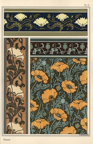 WYKUJMYTO Bekannt Wandkunst Auf Leinwand Moderne Kunst Wandbild die Blume in und Muster Lithographie von Eugene Grasset Leinwanddruck Malerei für Wanddekoration 60x90cm WYKUJMYTO Bekannt Wandkunst Auf Leinwand Moderne Kunst Wandbild die Blume in und Muster Lithographie von Eugene Grasset Leinwanddruck Malerei für Wanddekoration 60x90cm von WYKUJMYTO