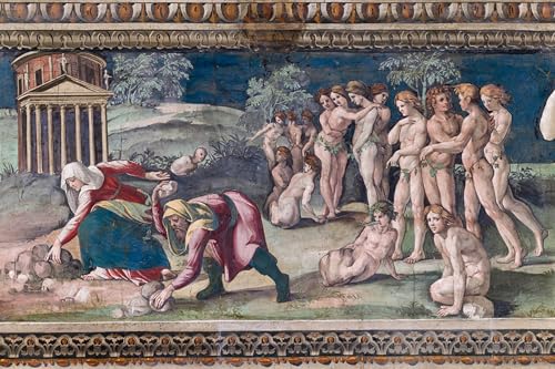 WYKUJMYTO Berühmte Gemälde Moderne Kunstdrucke Bild Druck Auf Leinwand Deukalion und Pyrrha werfen Steine von Baldassarre Peruzzi Poster Kunstwerke für Wohnzimmer Dekoration 60x90cm von WYKUJMYTO