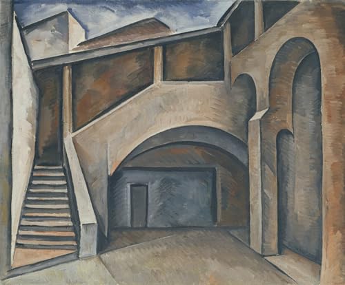 WYKUJMYTO Berühmte Gemälde Moderne Kunstdrucke Bild Druck Auf Leinwand Hof von Alexander Kanoldt Poster Kunstwerke für Wohnzimmer Dekoration 60x90cm von WYKUJMYTO