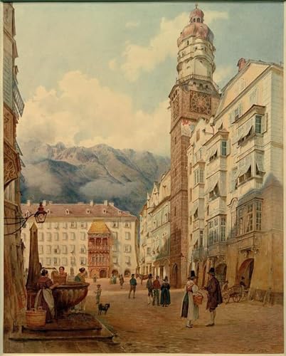 WYKUJMYTO Berühmte Gemälde Moderne Kunstdrucke Bild Druck Auf Leinwand Innsbruck von Jakob Alt Poster Kunstwerke für Wohnzimmer Dekoration 60x90cm von WYKUJMYTO