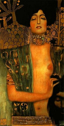 WYKUJMYTO Berühmte Gemälde Moderne Kunstdrucke Bild Druck Auf Leinwand Judith mit dem Kopf von Holofernes von Gustav Klimt Poster Kunstwerke für Wohnzimmer Dekoration 60x90cm von WYKUJMYTO