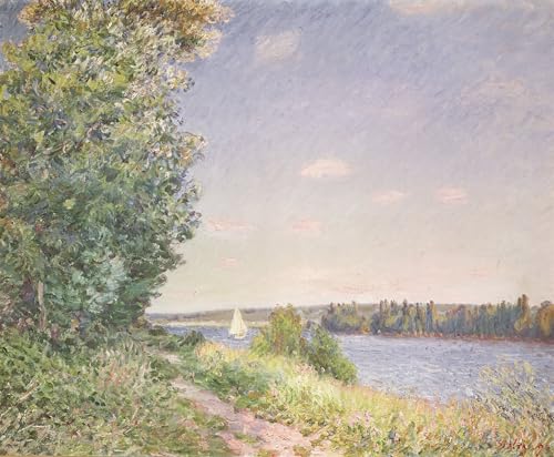 WYKUJMYTO Berühmte Gemälde Moderne Kunstdrucke Bild Druck Auf Leinwand Normandie der wasserpfad in den abendlichen Sahurs von alfred sisle Poster Kunstwerke für Wohnzimmer Dekoration 60x90cm von WYKUJMYTO