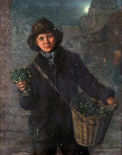 WYKUJMYTO Berühmte Gemälde Moderne Kunstdrucke Bild Druck Auf Leinwand Porträt Eines Kindes, das blumen Verkauft von william h snape Poster Kunstwerke für Wohnzimmer Dekoration 60x90cm von WYKUJMYTO