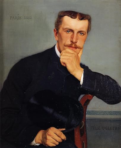 WYKUJMYTO Berühmte Gemälde Moderne Kunstdrucke Bild Druck Auf Leinwand Porträt des Bruders des Künstlers mit Hut Felix Vallotton Poster Kunstwerke für Wohnzimmer Dekoration 60x90cm von WYKUJMYTO