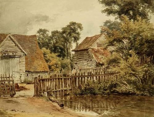 WYKUJMYTO Berühmte Gemälde Moderne Kunstdrucke Bild Druck Auf Leinwand baauernhof mit Teich von William Henry Hunt Poster Kunstwerke für Wohnzimmer Dekoration 60x90cm WYKUJMYTO Berühmte Gemälde Moderne Kunstdrucke Bild Druck Auf Leinwand baauernhof mit Teich von William Henry Hunt Poster Kunstwerke für Wohnzimmer Dekoration 60x90cm von WYKUJMYTO
