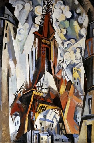 WYKUJMYTO Berühmte Gemälde Moderne Kunstdrucke Bild Druck Auf Leinwand der Eiffelturm von Robert Delaunay Poster Kunstwerke für Wohnzimmer Dekoration 60x90cm von WYKUJMYTO