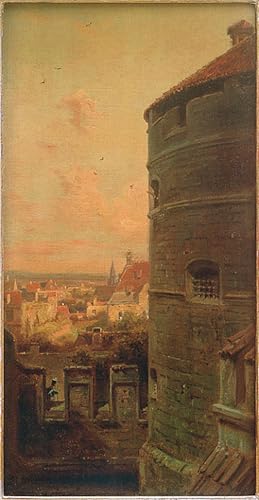WYKUJMYTO Berühmte Gemälde Moderne Kunstdrucke Bild Druck Auf Leinwand der Faulturm in Rothenburg ob der Tauber von Carl Spitzweg Poster Kunstwerke für Wohnzimmer Dekoration 60x90cm von WYKUJMYTO