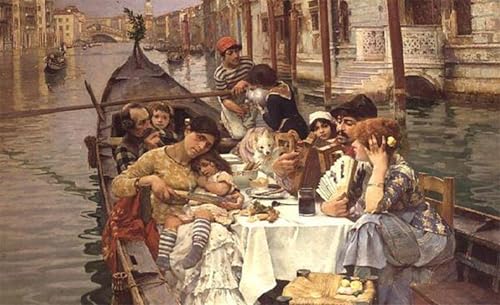 WYKUJMYTO Berühmte Gemälde Moderne Kunstdrucke Bild Druck Auf Leinwand ein venezianisches Al Fresko von William Logsdail Poster Kunstwerke für Wohnzimmer Dekoration 60x90cm von WYKUJMYTO