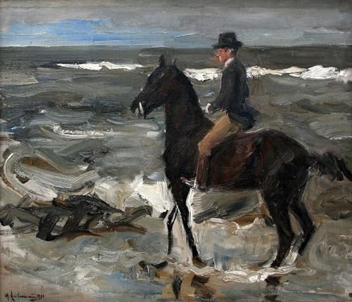 WYKUJMYTO Kunst Gemälde Poster Kunstwerke Berühmte Leinwand Drucken Der Kavalier am Strand von Max Liebermann Kunstdrucke Leinwand für Wohnzimmer Dekoration 60x90cm von WYKUJMYTO
