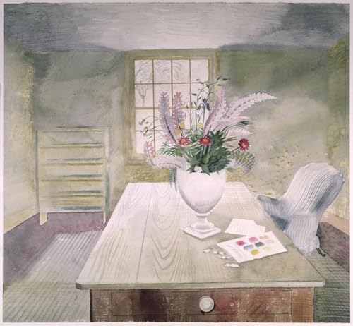 WYKUJMYTO Kunst Gemälde Poster Kunstwerke Berühmte Leinwand Drucken Gartenblumen auf einem cottage-tisch von eric ravilious Kunstdrucke Leinwand für Wohnzimmer Dekoration 60x90cm von WYKUJMYTO