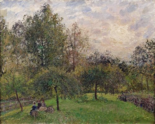 WYKUJMYTO Kunst Gemälde Poster Kunstwerke Berühmte Leinwand Drucken Obstbäume und pappeln in der untergehenden Sonne von camille jacob pissarro Kunstdrucke Leinwand für Wohnzimmer Dekoration 60x90cm von WYKUJMYTO