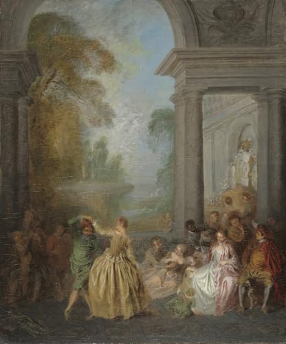 WYKUJMYTO Kunst Gemälde Poster Kunstwerke Berühmte Leinwand Drucken Tänzer in einem Pavillon von Jean Baptiste Pater Kunstdrucke Leinwand für Wohnzimmer Dekoration 60x90cm von WYKUJMYTO