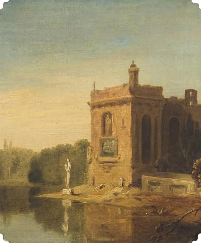 WYKUJMYTO Vintage Leinwandmalerei Landschaft Wandkunst Wandbilder Auf Leinwand ein See mit einem Pavillon und einer Statue Italiens von einem berühmten Künstler für Wanddekoration 60x90cm von WYKUJMYTO