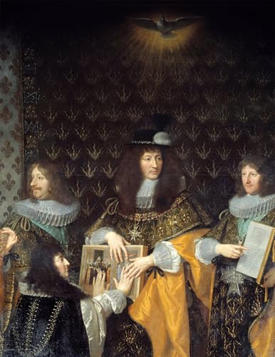WYKUJMYTO Wandkunst Auf Leinwand Moderne Kunst Wandbild König Ludwig XIV. empfängt seinen Bruder zum Ritter des Ordens des Heiligen Geistes von Philippe De Champaigne für Wanddekoration 60x90cm von WYKUJMYTO