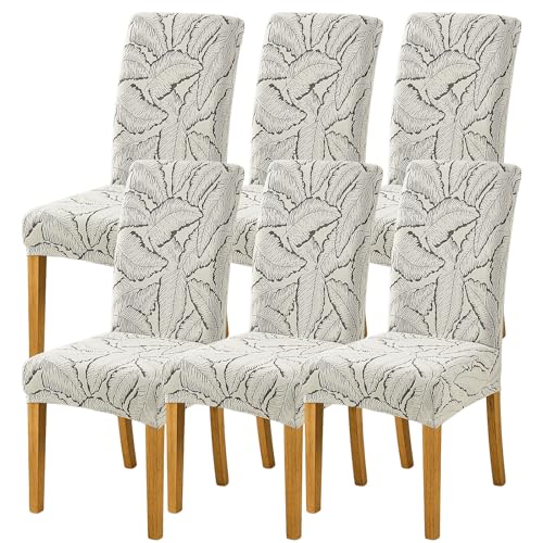 Dick Bedruckte Stuhlhussen für Esszimmerstühle 2er-/4er-/6er-Set,Dehnbare-Stuhlbezug,Abnehmbarer Waschbarer Esszimmer Stuhlhussen,für Dekoration von Banketten Partys Küche Hotel(Gray,6 Set) von WYLEBER