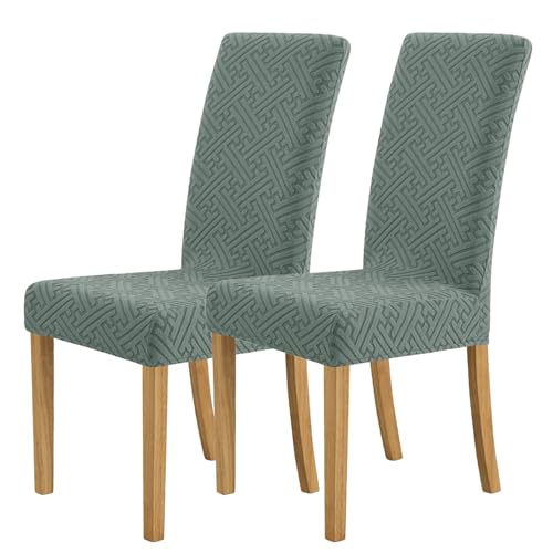 Stuhlhussen für Esszimmerstühle 2er-/4er-/6er-Set,Abnehmbare Waschbare Esszimmerstühle Bezug,Stuhlhussen aus Stretch-Jacquard-Stoff,für Zuhause Restaurant Küche Hotel Dekoration( Light Green,2 Set) von WYLEBER
