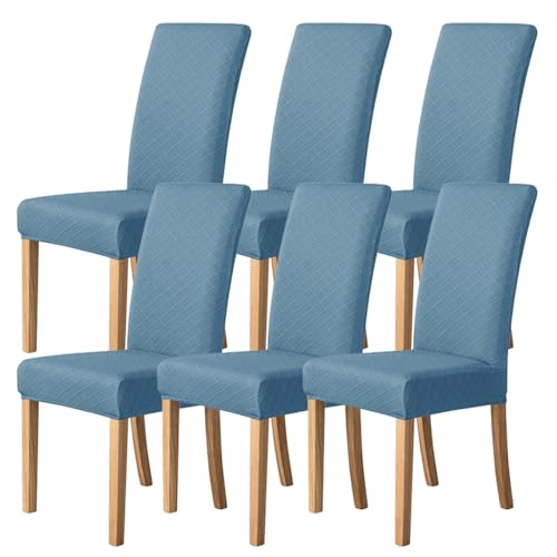 Stuhlhussen für Esszimmerstühle 2er-/4er-/6er-Set,Moderne Stretch-Esszimmerstühle Bezug,Abnehmbarer und Waschbarer Stuhlhussen,für Zuhause Restaurant Küche Hotel Bankett Dekoration( Gray-Blue,6 Set) von WYLEBER