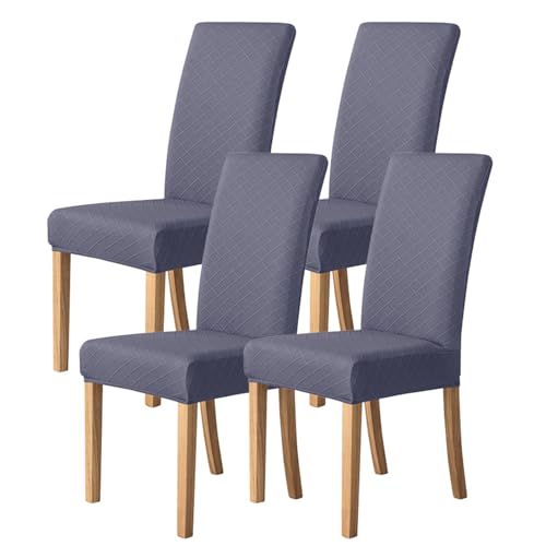Stuhlhussen für Esszimmerstühle 2er-/4er-/6er-Set,Moderne Stretch-Esszimmerstühle Bezug,Abnehmbarer und Waschbarer Stuhlhussen,für Zuhause Restaurant Küche Hotel Bankett Dekoration(Dark Gray,4 Set) von WYLEBER