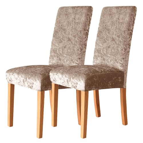 Stuhlhussen für Esszimmerstühle 2er-/4er-/6er-Set,Universelle Esszimmerstühle Bezug,Dehnbarer Stuhlbezug mit Mittlerer Rückenlehne,für Zuhause Restaurant Küche Hotel Dekoration(Light Gold,2 Set) von WYLEBER