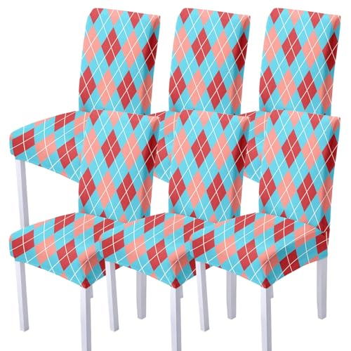 WYLEBER Moderne Print Stuhlhussen für Esszimmerstühle 2er-/4er-/6er-Set,Dehnbare Esszimmer Stuhlhussen,Knitterfreie und Langlebige Stuhlschutzbezüge,für Dekoration von Zuhause Küchen Hotel(B,6 Set) von WYLEBER
