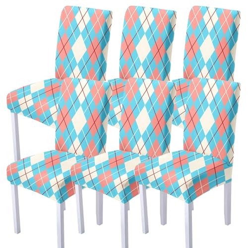 WYLEBER Moderne Print Stuhlhussen für Esszimmerstühle 2er-/4er-/6er-Set,Dehnbare Esszimmer Stuhlhussen,Knitterfreie und Langlebige Stuhlschutzbezüge,für Dekoration von Zuhause Küchen Hotel(C,6 Set) von WYLEBER