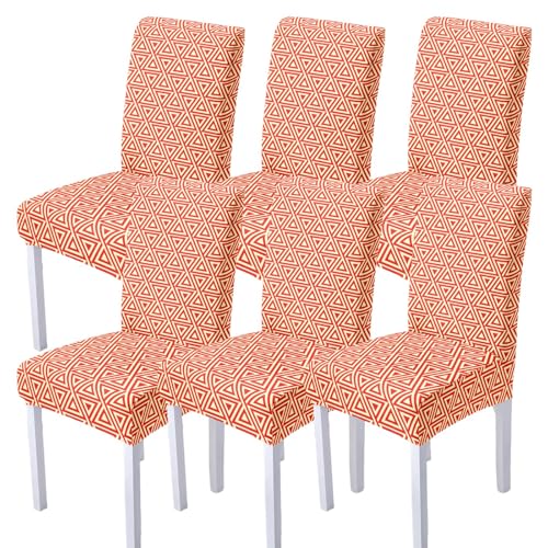 WYLEBER Stuhlhussen für Esszimmerstühle 2er-/4er-/6er-Set,Dehnbare Print Stuhlhussen für Esszimmer,Abnehmbar und Maschinen Waschbar,für Dekoration von Zuhause Restaurant Küchen Hotel(F,6 Set) von WYLEBER
