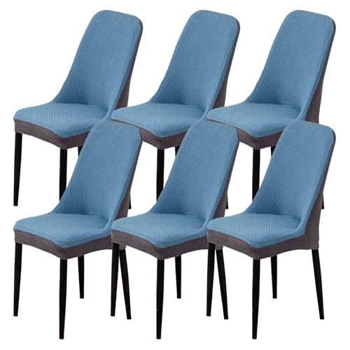 WYLEBER Stuhlhussen für Gebogene Esszimmerstühle 1er-/2er-/4er-/6er-Set,Dehnbare Abnehmbare Esszimmer Stuhlhussen mit Elastischer Unterseite,für die Dekoration von Hochzeitsfeiern(Lake Blue,6 Set) von WYLEBER