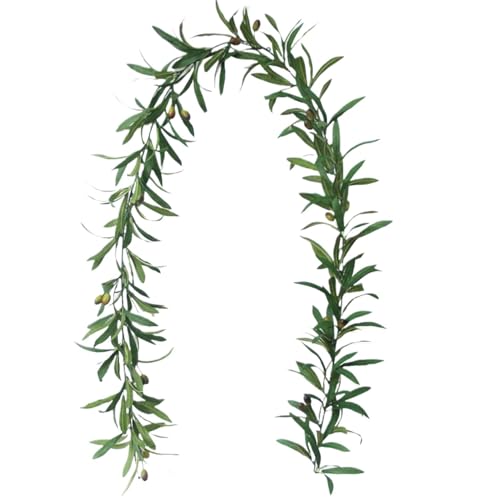 Künstliche Grüne Pflanze, Olivenblatt Olivenfruchtstock 185 cm Olivenblatt-Girlande Künstliche Olivenzweig-Girlande Tragbare Grüngirlande for Haustür Hochzeitswand Heimdekoration Künstliche Grüne Pflanze, Olivenblatt Olivenfruchtstock 185 cm Olivenblatt-Girlande Künstliche Olivenzweig-Girlande Tragbare Grüngirlande for Haustür Hochzeitswand Heimdekoration von WYLFYJP