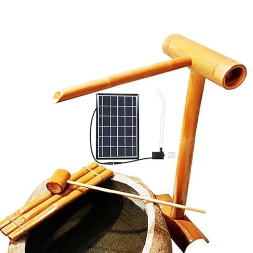 WYLFYJP Solar-Bambusbrunnen-Set – Wasserfall for Den Japanischen Garten Im Freien, Zirkulierendes Wasserspiel Auf Der Terrasse, Feng-Shui-Dekoration for Gartenteich Und Landschaft von WYLFYJP