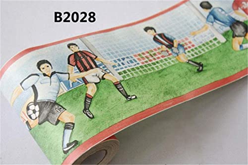Fussball-Tapete Bordüre Abnehmbare Wandbordüre Selbstklebende Tapete Wasserdicht PVC Sockelleiste selbstklebend 10X1000CM von WYLNEP