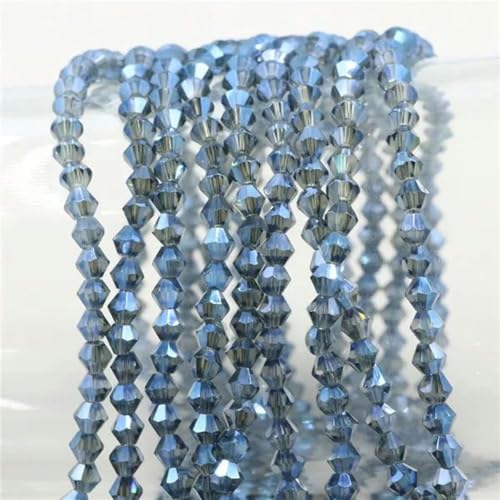 2 3 4 6 8 mm tschechische Glas-Doppelkegelperlen, facettierte Kristallperlen, lose Abstandsperlen zum Selbermachen von Schmuckzubehör, tintenblau beschichtet, 6 mm, 40 Stück von WYLZBA