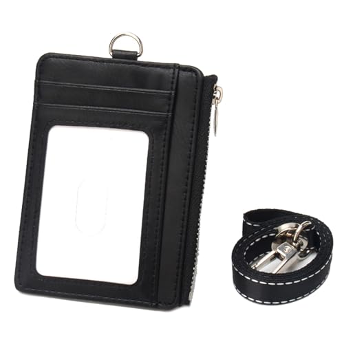 WYLZLKX Ausweishalter mit Reißverschluss, PU-Leder, Kartenetui mit Schlitzen und abnehmbarem Umhängeband für Büro oder Schule WYLZLKX Ausweishalter mit Reißverschluss, PU-Leder, Kartenetui mit Schlitzen und abnehmbarem Umhängeband für Büro oder Schule von WYLZLKX